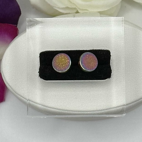 Oil Slick Stud Earrings Multi Color NEW! - Picture 6 of 7